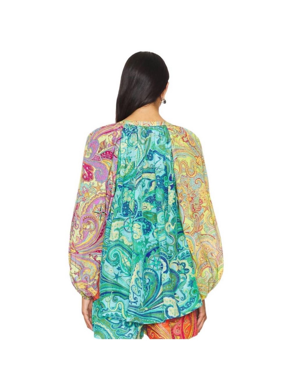 Alemais Ceto Spliced Paisley Silk Blend Tunic Blouse Multicolor US 2 / AU 6 NWOT - Picture 2 of 3
